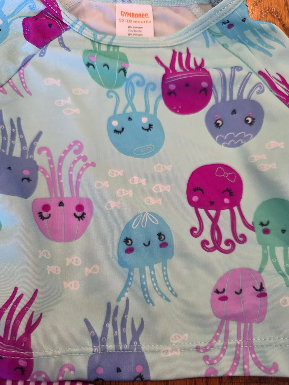 Gymboree Girls Light Blue & Purple Jellyfish Rash Guard Two-Piece Swim Set